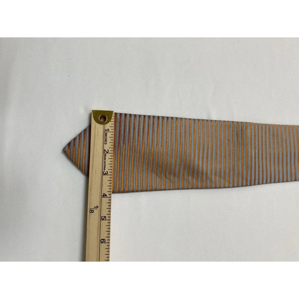 Robert Talbott Estate Mens Silk Necktie Orange Blue Striped Hand Sewn USA Tie